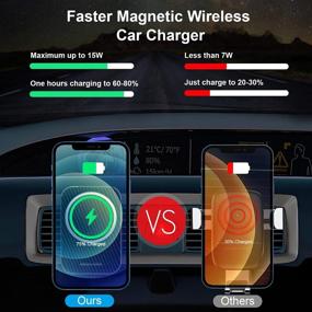 img 2 attached to 🚗 BIUBLE MagSafe Car Mount Charger - 15W Fast Charging Magnetic Wireless Charger for iPhone 13/12 Series - Air Vent Phone Holder Included