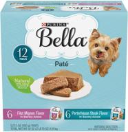 🐶 purina bella natural small breed pate wet dog food: filet mignon & porterhouse steak variety pack - 12 trays, 3.5 oz each logo