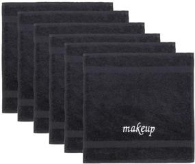img 1 attached to Indulge in Ultimate Luxury: Premium Turkish Cotton Washcloth Towel Set for Spa-like Bath Experience (Black)