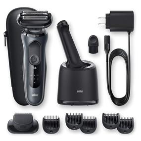 img 3 attached to 🪒 Braun SensoFlex Men's Electric Razor with Beard Trimmer, Rechargeable, Wet & Dry Foil Shaver - 4-in-1 SmartCare Center and Travel Case, Black
