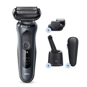 img 2 attached to 🪒 Braun SensoFlex Men's Electric Razor with Beard Trimmer, Rechargeable, Wet & Dry Foil Shaver - 4-in-1 SmartCare Center and Travel Case, Black