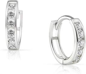 img 4 attached to 💎 Stunning SolidSilver Huggie Hoop Earrings: Enhanced with Sparkling Clear CZ Crystals