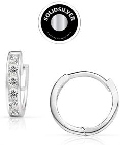 img 1 attached to 💎 Stunning SolidSilver Huggie Hoop Earrings: Enhanced with Sparkling Clear CZ Crystals