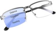 👓 progressive multifocus blue light blocking reading glasses with half frame - anti-reflective metal frame for men - wanwan readers logo