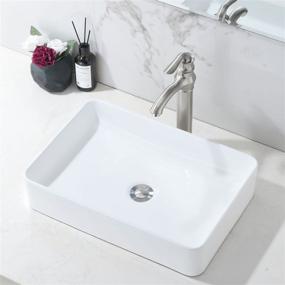 img 4 attached to HLBLFY 20 Inch Rectangular Countertop Vessel Sink for Bathroom Cabinet Vanity - Above Counter Vessel Sink