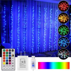 img 4 attached to 💡 16 Colors Changing Curtain Lights: 300 LED String Lights with Remote for Bedroom Wedding Halloween Christmas Decor