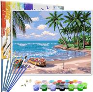 complete paint by numbers kit: framed adults' diy acrylic oil painting on canvas with 8 paintbrushes – creases-free 12×16 inch logo