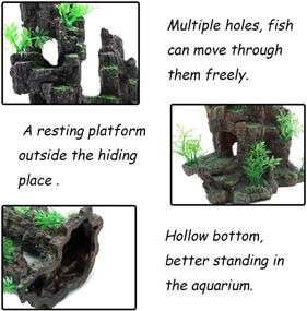 img 2 attached to 🐠 Enhance Your Aquarium with Tfwadmx Aquarium Mountain View: Moss Tree Rock Cave Fish Tank Stone Ornament Landscape Aquarium Decoration with Small Plants