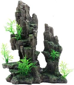 img 4 attached to 🐠 Enhance Your Aquarium with Tfwadmx Aquarium Mountain View: Moss Tree Rock Cave Fish Tank Stone Ornament Landscape Aquarium Decoration with Small Plants