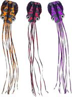 🐙 jocha octopus kite 3d: colorful long tail beach kites for kids and adults - easy to fly and reel-in string included - 158 inches 3 pack логотип