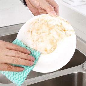 img 1 attached to 🧽 KMAKII 80 Pack Reusable Cleaning Wipes - Heavy Duty Dish Cloths and Dish Rags for Kitchen