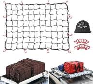 🔒 mictuning heavy duty bungee cargo net - 3'x4' with 6'x8' stretchability, latex truck bed mesh | 12pcs carabiners storage bag included for secure hitch cargo logo