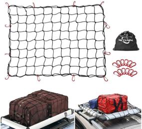 img 4 attached to 🔒 MICTUNING Heavy Duty Bungee Cargo Net - 3'x4' with 6'x8' Stretchability, Latex Truck Bed Mesh | 12pcs Carabiners Storage Bag Included for Secure Hitch Cargo
