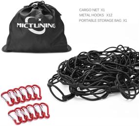 img 3 attached to 🔒 MICTUNING Heavy Duty Bungee Cargo Net - 3'x4' with 6'x8' Stretchability, Latex Truck Bed Mesh | 12pcs Carabiners Storage Bag Included for Secure Hitch Cargo