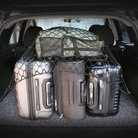img 2 attached to 🔒 MICTUNING Heavy Duty Bungee Cargo Net - 3'x4' with 6'x8' Stretchability, Latex Truck Bed Mesh | 12pcs Carabiners Storage Bag Included for Secure Hitch Cargo