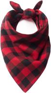 huskylove reversible buffalo plaid dog bandana - washable cotton kerchief triangle bibs scarfs accessories for small medium large dogs, puppies, cats, and pets логотип