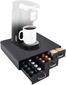 img 4 attached to Coffee Pod Storage Drawer Organizer for 36 ☕️ K-Cups or 48 Nespresso Capsules, Compatible with Coffee Makers, Black