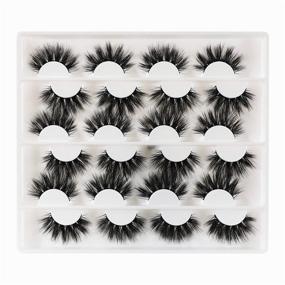 img 4 attached to 20MM Newcally Faux Mink Eyelashes - Dramatic Wispy Long Fake Lashes Pack for Thick Volume and Fluffy Strip Eye Lashes - 12 Pairs Multipack
