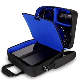 img 4 attached to USA GEAR Console Carrying Case - Blue | Compatible with PS4 Slim, PS4 Pro & PS3 | Store Games, Controller, Headset & More Gaming Accessories