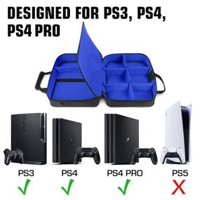 img 3 attached to USA GEAR Console Carrying Case - Blue | Compatible with PS4 Slim, PS4 Pro & PS3 | Store Games, Controller, Headset & More Gaming Accessories