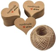 200pcs heart-shaped brown gift labels with 99ft natural jute twine - handmade with love mini gift paper tags, perfect for gift wrap, wedding favors by hubhnb logo
