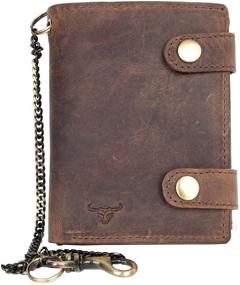 img 4 attached to Genuine Leather Bikers Wallet with Buckles