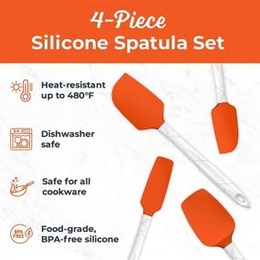 img 3 attached to M Kitchen World Orange Silicone Spatula Set - 4 Piece Heat Resistant Spatulas for Cooking and Baking