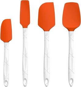 img 4 attached to M Kitchen World Orange Silicone Spatula Set - 4 Piece Heat Resistant Spatulas for Cooking and Baking