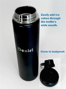 img 2 attached to 🏺 Deniri Vacuum Insulated Sports Bottle: 750ml Stainless Steel, Wide Mouth, 24hr Cold/12hr Hot, Powder-Coated Black Satin Exterior