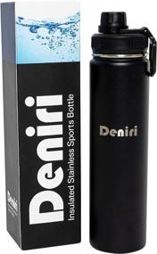 img 4 attached to 🏺 Deniri Vacuum Insulated Sports Bottle: 750ml Stainless Steel, Wide Mouth, 24hr Cold/12hr Hot, Powder-Coated Black Satin Exterior