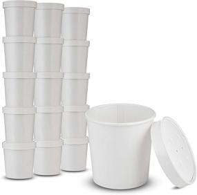 img 4 attached to MT Products 16 oz Double Wall White Poly Paper Hot Cups with Vented Lids - Perfect for Hot Food, Soup, Cold Ice Cream (20 Cups and 20 Lids)