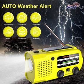 img 3 attached to 🌞 Yellow Emergency Solar Hand Crank Portable Weather Radio, NOAA/AM/FM Shortwave Outdoor Survival Device with 5000mAh Emergency Crank Radio, Flashlight, Reading Lamp, Cellphone Charger, and SOS Alarm