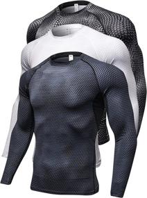 img 4 attached to 👕 Men's Compression Shirts 3-Pack: Long Sleeve Base-Layer for Quick Dry Workouts & Running