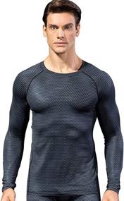 img 3 attached to 👕 Men's Compression Shirts 3-Pack: Long Sleeve Base-Layer for Quick Dry Workouts & Running