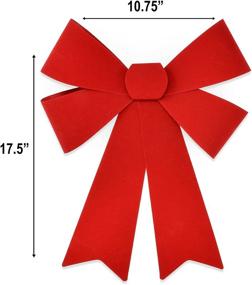img 2 attached to Christmas Red Bows - 6-Pack of 10.75” by 17.5” Velvet and PVC Plastic Bows for Outdoor Large Wreath Decoration, Kitchen Wreaths, Xmas Tree & More - Festive Holiday Decorations