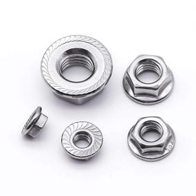 img 1 attached to 50-Pack of 1/4-20 Bright Finish 304 Stainless Steel Serrated Flange Hex Lock Nuts (18-8)