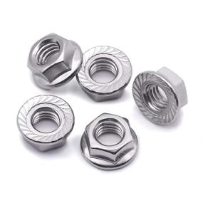 img 4 attached to 50-Pack of 1/4-20 Bright Finish 304 Stainless Steel Serrated Flange Hex Lock Nuts (18-8)