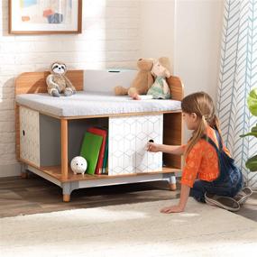 img 1 attached to 🪑 Gray KidKraft Mid-Century Corner Reading Nook - Wooden Gift for Ages 3-8