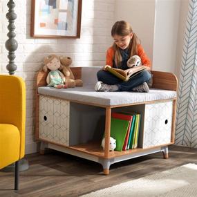 img 3 attached to 🪑 Gray KidKraft Mid-Century Corner Reading Nook - Wooden Gift for Ages 3-8