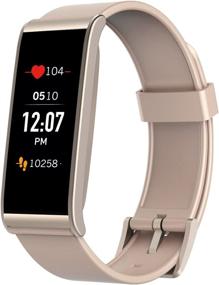 img 4 attached to 💗 MYKRONOZ ZeFit4 HR Fitness Activity Tracker: Heart Rate Monitor, Color Touchscreen, Smart Notifications - Powder Pink/Gold