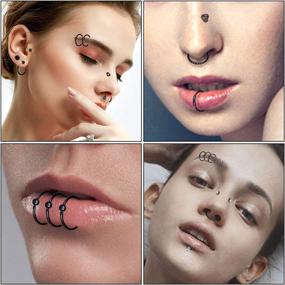 img 1 attached to 🔥 Longbeauty 32Pcs C-Shaped and L-Shaped Nose Rings: Trendy Hoop Rings and Studs for Men and Women - Perfect Cartilage and Tragus Piercings, 20g