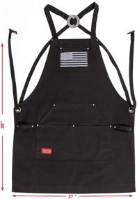 img 3 attached to 🔥 JAYCEE GRILLIN & CHILLIN Premium BBQ Apron for Grill Masters, Chefs, Hobbies, and Workshops. Stylish Gray and Black US Flag Design. 5 Convenient Pockets, Cross-Back Straps, Quick-Release Buckle, and 2 Tool Loops. Made with Durable 10 oz. Cotton. Unisex Apron.