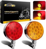 🚦 partsam round red/amber double face led pedestal lights - 42 led waterproof truck trailer suv rv fender mount led stop turn tail and parking light with reflectors, chrome die cast housing - 12v logo