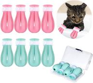 🐾 set of 8 cat anti-scratch shoes - adjustable silicone kitty paw covers for bathing and shaving logo