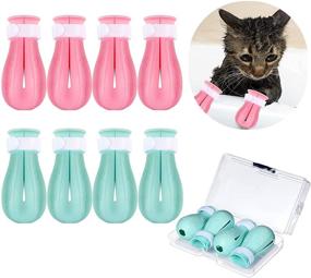 img 4 attached to 🐾 Set of 8 Cat Anti-Scratch Shoes - Adjustable Silicone Kitty Paw Covers for Bathing and Shaving