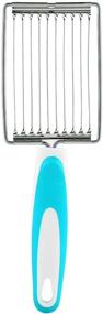 img 4 attached to 🔪 Luncheon Meat Tomato Slicer, Stainless Steel Cutter for Fruits, Cheese, Boiled Eggs, Ham - Blue Handle Serrated Slicing Knife