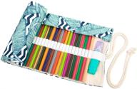 molshine canvas palm leaf style colored pencils wrap - 72 holes, roll-up pen holder case: cute and multi-purpose logo