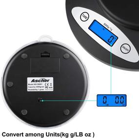 img 1 attached to Accurate and Convenient: 11lb/5kg Digital Kitchen Scale by Ascher - Bowl Included, Back-Lit LCD Display, Tare Function, 5000 x 1g, 11lb x0.1oz