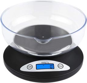 img 4 attached to Accurate and Convenient: 11lb/5kg Digital Kitchen Scale by Ascher - Bowl Included, Back-Lit LCD Display, Tare Function, 5000 x 1g, 11lb x0.1oz