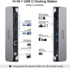img 3 attached to 🔌 QGeeM Улучшенная станция подключения USB C для MacBook и Windows - Лэптоп-станция с поддержкой двух мониторов 4K@60Hz с Thunderbolt 3, HDMI, DisplayPort, 85W PD, RJ45, звуком, USB 3.0